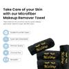 URBLUX Microfiber Makeup Remover Washcloths Set of 6 - Soft, Reusable Face Towels for Makeup Removal Eco-Friendly Embroidered Cleaning Cloths - Multipurpose Make Up Eraser  (Black/Gold Silk) view 2