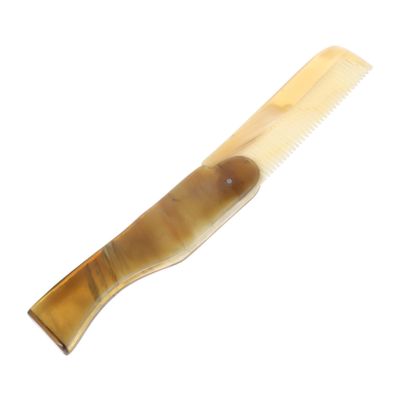 SOLUSTRE Folding Mustache Comb and Beard Comb Portable Ox Horn Hair Comb Small Pocket Comb or Men Everyday Grooming and Hair Care 17 cm