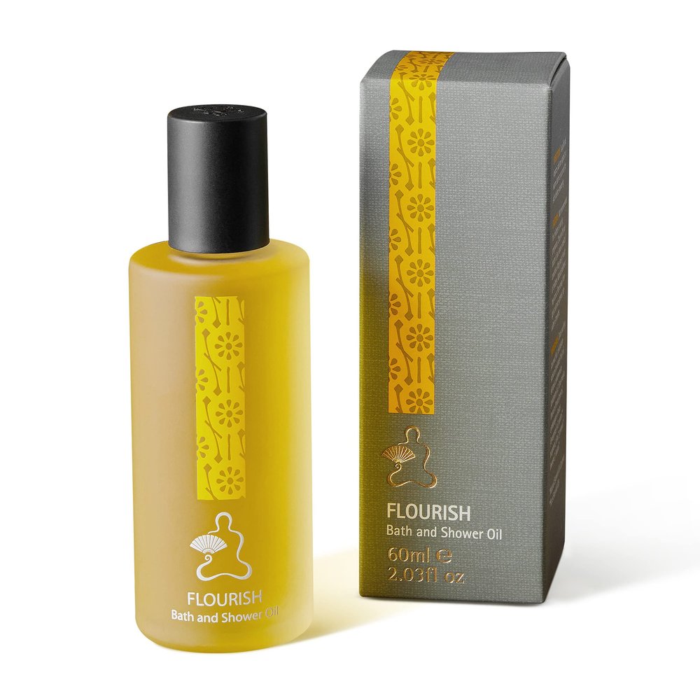 Mandarin Oriental Bath and Shower Oil - Luxury Hotel Amenity - Flourish - Coriander, Lemongrass, and Cardamom - 2oz