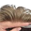 Toupee for Men Real Human Hair Replacement System French Lace Front Mens Toupee Bleached Knots Man Wigs Gray Hair Units (8X10"-100% Density, 2020 20# LIGHT ASH BLONDE WITH 20% SYNTHETIC GRYE) view 3