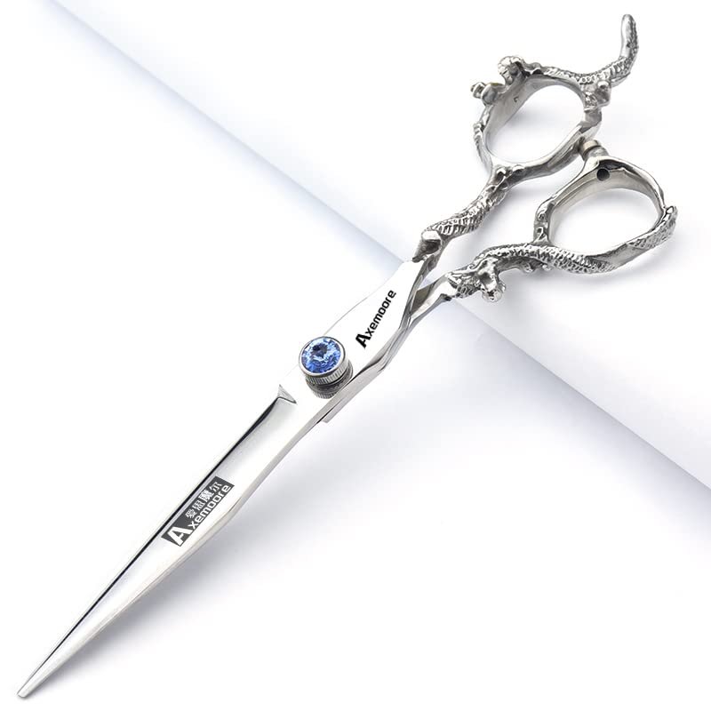 6/7/7.5/8/9 inch scissors silver professional hairdresser hair cut and trim diluted sharp 440C steel (6-inch flat shear)