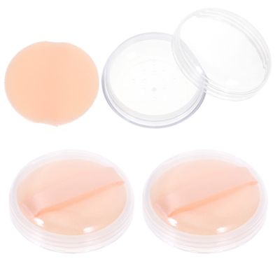 Beavorty 3sets Stylish Loose Powder Containers Puff Portable Refillable Makeup Powder Box for Dusting for Makeup