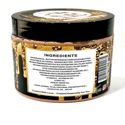 TD LABeauty | Luxe 24k Gold Shimmer Triple Body Butter 200g Shea Mango and Cocoa Butter 3 in 1 Moisturizer Skin Tint illuminator For Perfect Glow (Pink Sugar)