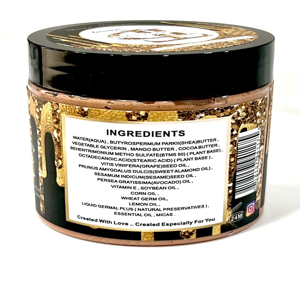 TD LABeauty | Luxe 24k Gold Shimmer Triple Body Butter 200g Shea Mango and Cocoa Butter 3 in 1 Moisturizer Skin Tint illuminator For Perfect Glow (Pink Sugar)