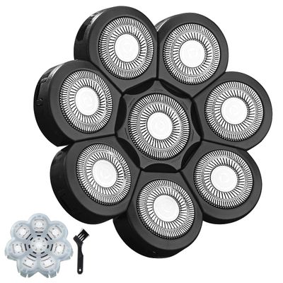 VRMETA Head Shaver Replacement Heads Floating Shaver Blades 8D Sharp Stainless Steel Men's Electric Shaver Replacement Heads for Electric Rotary Shaver (8 heads (Black)