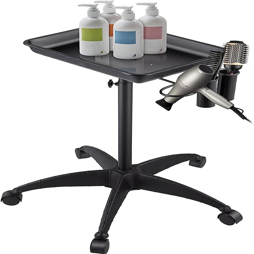 Stand Tray,Adjustable Salon Tray Easy Assemble Tattoo Cart for Hair SPA Clinic Personal Care Lab Hospital Dentistry, Black