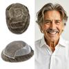 Toupee for Men Real Human Hair Replacement System French Lace Front Mens Toupee Bleached Knots Man Wigs Gray Hair Units (8X10"-110% Density, 740 7# VERY LIGHT BROWN WITH 40% SYNTHETIC GREY) view 1