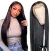 13x4 Straight Lace Front Wigs Human Hair 200% Density Straight Frontal Wig Pre Plucked with Baby Hair Hd Transparent 20 Inch Glueless Bone Straight Wig Brazilian Virgin Hair for Women Natural Black view 1
