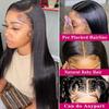 13x4 Straight Lace Front Wigs Human Hair 200% Density Straight Frontal Wig Pre Plucked with Baby Hair Hd Transparent 20 Inch Glueless Bone Straight Wig Brazilian Virgin Hair for Women Natural Black view 2