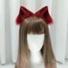 Lolita Cute Side Clip plush animal ear Headdress hand made fake animal ear hair clip cosplay party hair clip (Red wine) view 1