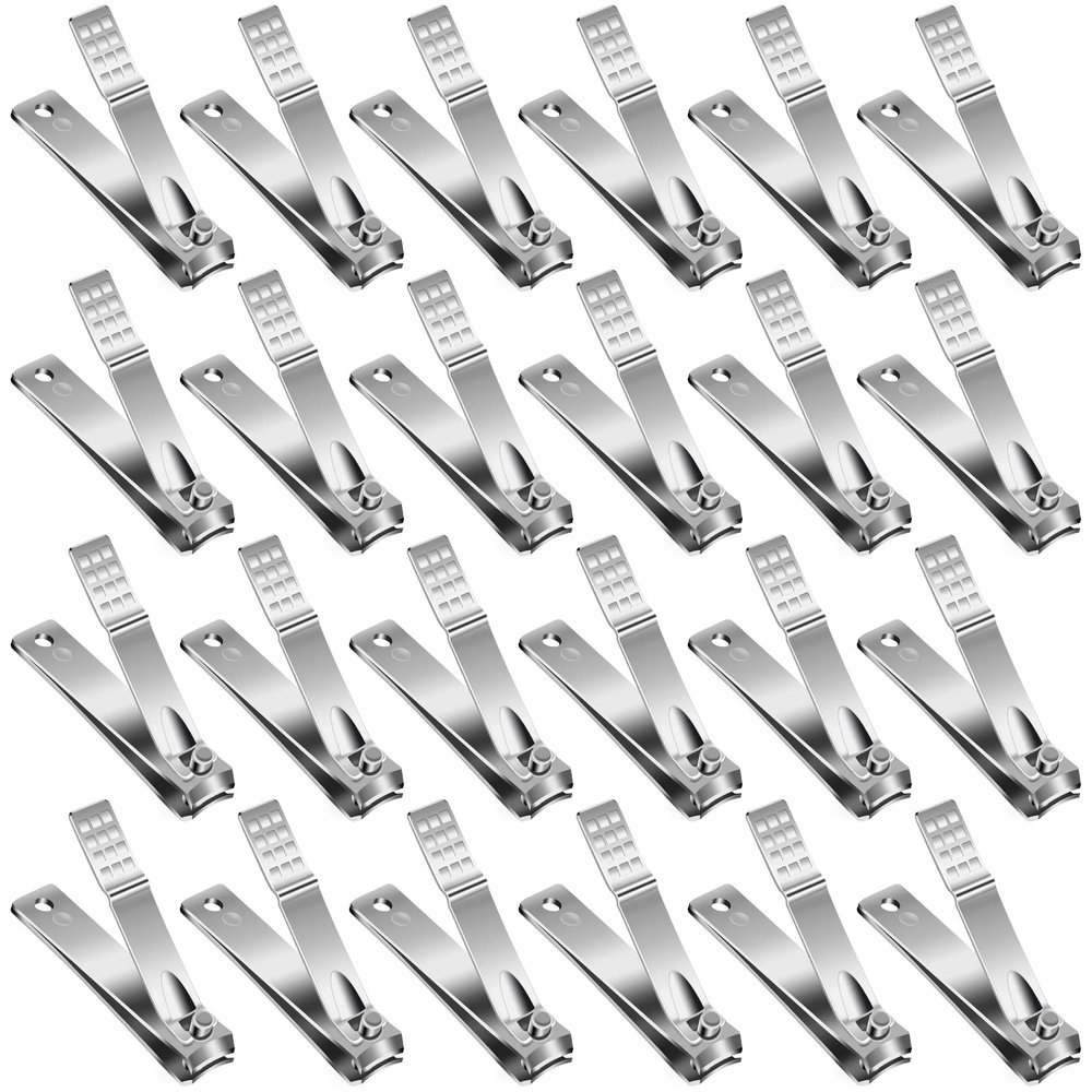 Nail Clippers Set,24 Pack Stainless Steel Nail Clippers Bulk,Silver Nail Cutter,Ultra Sharp Sturdy Fingernail Clippers and Toenail Clippers for Women Men(24 Pcs-Silver)
