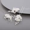 BERYUAN Bridal Flowers Leaves Hair Pins for Bride Women Dainty Pearls Beads Hair Pins for Girls SILVER 3 pcs view 1