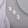 BERYUAN Bridal Flowers Leaves Hair Pins for Bride Women Dainty Pearls Beads Hair Pins for Girls SILVER 3 pcs view 2