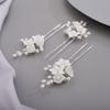 BERYUAN Bridal Flowers Leaves Hair Pins for Bride Women Dainty Pearls Beads Hair Pins for Girls SILVER 3 pcs view 3