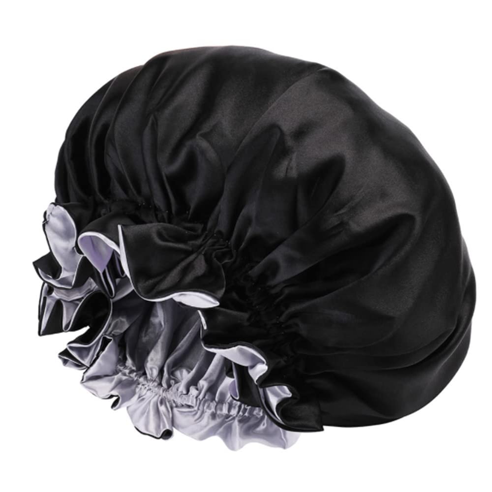 Satin Bonnet Sleeping Cap Women Double Layer Sleep Bonnet Reversible Elastic Night Cap Hair Head Cover Bouffant Shower Cap