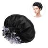 Satin Bonnet Sleeping Cap Women Double Layer Sleep Bonnet Reversible Elastic Night Cap Hair Head Cover Bouffant Shower Cap view 2