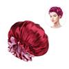 Satin Bonnet Sleeping Cap Women Double Layer Sleep Bonnet Reversible Elastic Night Cap Hair Head Cover Bouffant Shower Cap Wine Red view 2