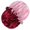 Satin Bonnet Sleeping Cap Women Double Layer Sleep Bonnet Reversible Elastic Night Cap Hair Head Cover Bouffant Shower Cap Wine Red view 3