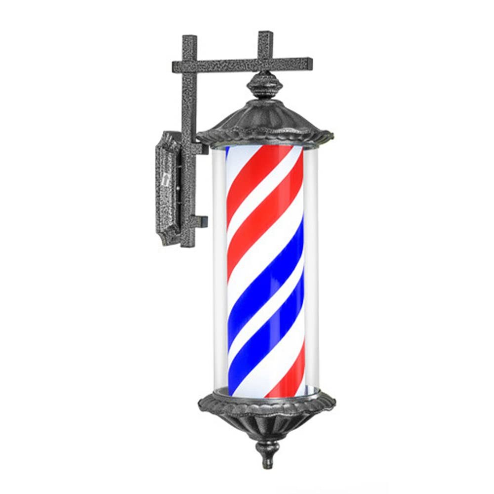 vsGotber Modern Chandelier Salon Barber Pole with Light,Hair Salon Barber Shop Open Sign,Rotating LED Strips,Classic Retro Style, Power Saving, IP44 Waterproof,F
