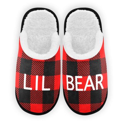 Umidedor Bear Christmas Plaid Slippers for Women Girls Soft Memory Foam Non-Slip Indoor House Slippers Home Shoes for Bedroom Hotel Spa Travel