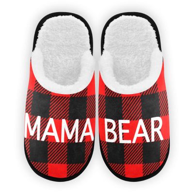 Umidedor Bear Christmas Plaid Mens Slippers Soft Memory Foam Non-Slip Indoor House Slippers Home Shoes for Spa Bedroom Hotel Travel