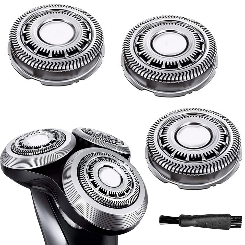 Gleway SH90/72 Replacement Heads Compatible with Philips Electric Shavers Series 9000 8000 SH90/62 Shaving Replacement Heads Compatible with Norelco Electric Razor Blades, 3Pack with Brush