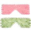 Hicarer 2 Pcs Jade Eye Mask Rose Green Jade Stone Eye Mask Facial Cooling Mask for Alleviate Puffiness Massage Relax Wrinkles Relieve Migraine Meditation Beauty view 1