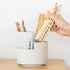 Liemuao Makeup Brush Holder Organizer,Plastic Cosmetics Brushes Organizer with 3 Compartment,Storage Cup for Lipsticks, Hair Accessories, Beauty Tool in Vanity, Bathroom, Dresser (Transparent) view 3