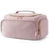 BAGSMART Travel Toiletry Bag, Large Wide-open Travel Bag for Toiletries, Makeup Cosmetic Travel Bag with Handle, Pink-M view 1