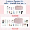 BAGSMART Travel Toiletry Bag, Large Wide-open Travel Bag for Toiletries, Makeup Cosmetic Travel Bag with Handle, Pink-M view 4