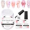Makartt 4 in 1 Glux Gel Clear Solid Gel Builder Nail 15 ml UV Nail Glue Bundle with Makartt 2pcs No Wipe Top and Base Coat Kit, Soak off UV LED Gels Base and Top Coat view 1