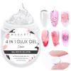 Makartt 4 in 1 Glux Gel Clear Solid Gel Builder Nail 15 ml UV Nail Glue Bundle with Makartt 2pcs No Wipe Top and Base Coat Kit, Soak off UV LED Gels Base and Top Coat view 2