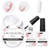 Makartt 4 in 1 Glux Gel White Solid Gel Builder Nail 15 ml UV Nail Glue Bundle with Makartt 2pcs No Wipe Top and Base Coat Kit, Soak off UV LED Gels Base and Top Coat view 1
