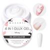 Makartt 4 in 1 Glux Gel White Solid Gel Builder Nail 15 ml UV Nail Glue Bundle with Makartt 2pcs No Wipe Top and Base Coat Kit, Soak off UV LED Gels Base and Top Coat view 2