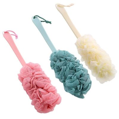 HXSCOO 3 Pack Back Scrubber Long Handled Bath Brush Soft Mesh Sponge Exfoliating Body Scrub Back Cleaner Loofah Bathroom Shower Accessories
