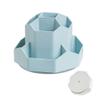 Liemuao Plastic Makeup Brush Organizer for Desk,360-Degree Rotating Multi-Functional Pen Holder with 9 Compartment Home Office Art Supply Storage Organizer (Blue) view 1