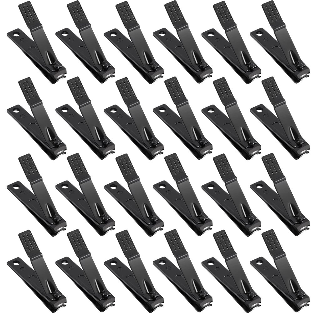 Nail Clippers Set,24 Pack Stainless Steel Nail Clippers Bulk,Black Nail Cutter,Ultra Sharp Sturdy Fingernail Clippers and Toenail Clippers for Women Men(24 Pcs-Black)