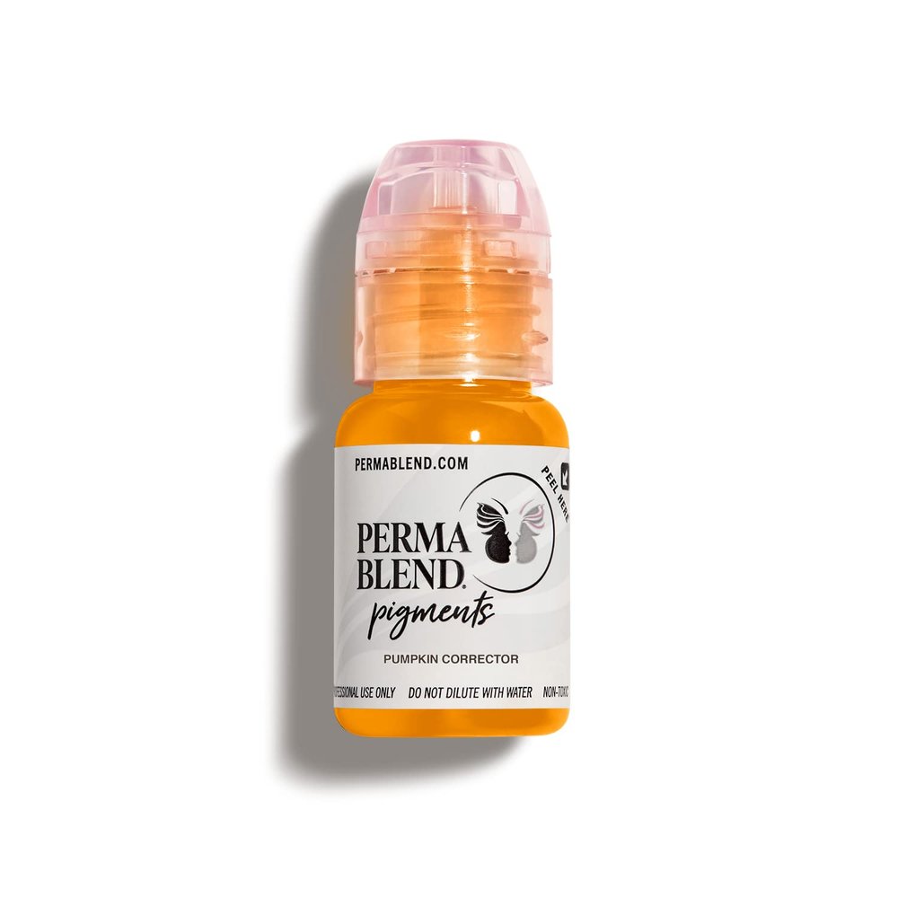 Perma Blend - Pumpkin Corrector - Tattoo Ink Pigment Corrector in Light Orange/Yellow to Correct Purple/Blue Color - Microblading Ink - Vegan (0.5 oz)