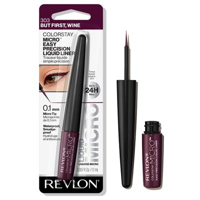 REVLON ColorStay Micro Easy Precision Liquid Eyeliner, Waterproof, Smudgeproof, Longwearing, Stocking Stuffer for Her, 303 But First, Wine, 0.057 fl oz