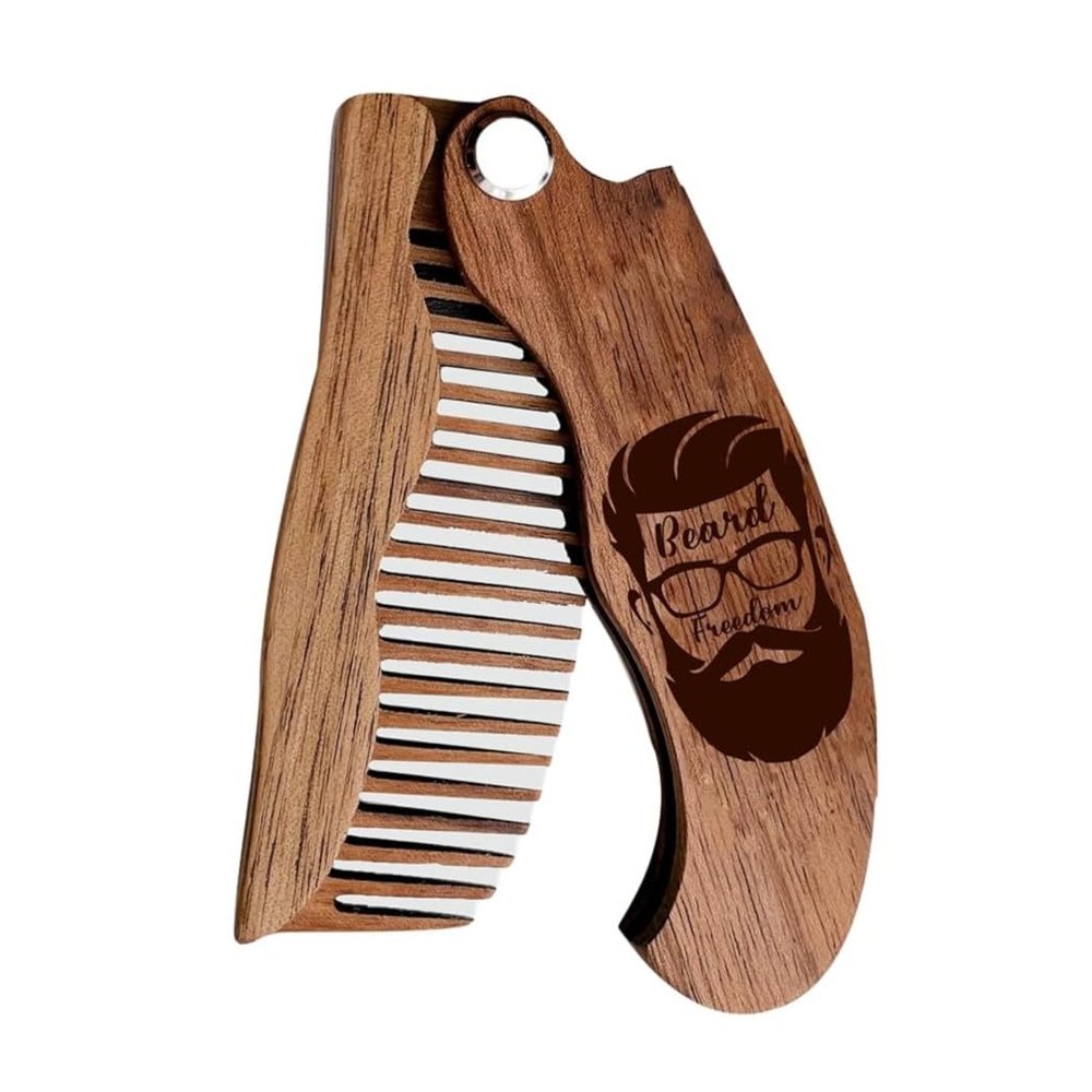 Beard Comb Personalized Gifts Anniversary Gift Wooden Brush Custom Comb Groomsmen Gift Hair Brush Pocket Brush Birthday Gift for Boyfriend (Beard Freedom)