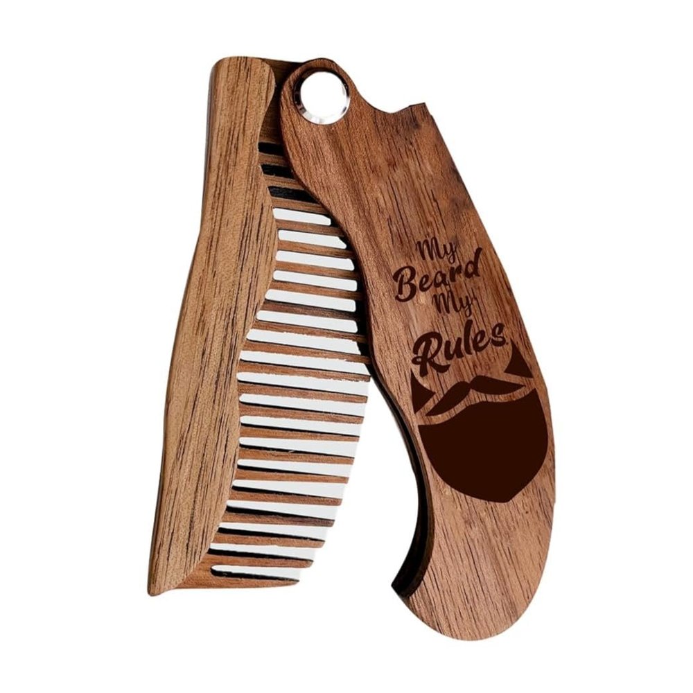 Beard Comb Personalized Gifts Anniversary Gift Wooden Brush Custom Comb Groomsmen Gift Hair Brush Pocket Brush Birthday Gift for Boyfriend (My Beard My Rules)