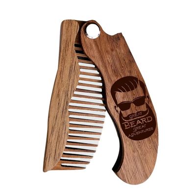 Beard Comb Personalized Gifts Anniversary Gift Wooden Brush Custom Comb Groomsmen Gift Hair Brush Pocket Brush Birthday Gift for Boyfriend (Great Beard Great Adventures)