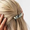 Black & White Hair Barrette for Thin Hair, Classic Rectangle French Barrette for Women, Lightweight and Comfortable, Strong Hold, Black Horn | France Luxe view 3