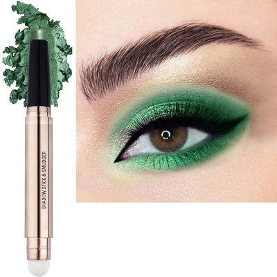 Daeuwiutr Bright Green Eyeshadow Stick Makeup, Cream Shimmer Smooth Eyeshadow Pencil Hypoallergenic Waterproof Long Lasting Eye shadow Highlighter Eye Liner Pen High-Impact Multi-Dimensional eyes Look