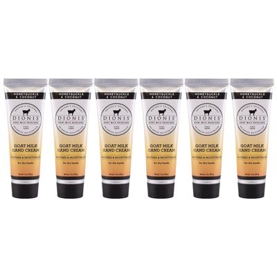 Dionis - Goat Milk Skincare Scented Hand Cream (1 oz) Set of 6, Moisturizing Lotion for Dry Skin, Good for Sensitive Skin, Cruelty-free and Paraben-free (Honeysuckle & Coconut)