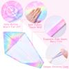 Basumee Microfiber Hair Towel Wrap for Kids 2 Pack Rapid Drying Hair Towel with Button Hair Turbans for Wet Hair Wraps Head Towel Wrap for Women and Girls, Rainbow view 3