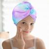 Basumee Microfiber Hair Towel Wrap for Kids 2 Pack Rapid Drying Hair Towel with Button Hair Turbans for Wet Hair Wraps Head Towel Wrap for Women and Girls, Rainbow view 4