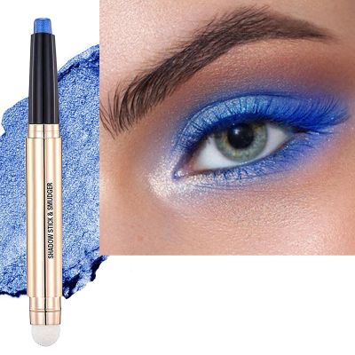 Daeuwiutr Light Blue Eyeshadow Stick For Blue Eyes Cream Shimmer Smooth Palette Dark Light Bright Navy Single Thriving Eye Shadow Pencil Waterproof Long Lasting Eye Shadow Highlighter Sticks #16 Navy