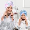 Basumee Microfiber Hair Towel Wrap for Kids 2 Pack Rapid Drying Hair Towel with Button Hair Turbans for Wet Hair Wraps Head Towel Wrap for Women and Girls, Flower view 2