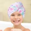 Basumee Microfiber Hair Towel Wrap for Kids 2 Pack Rapid Drying Hair Towel with Button Hair Turbans for Wet Hair Wraps Head Towel Wrap for Women and Girls, Flower view 3